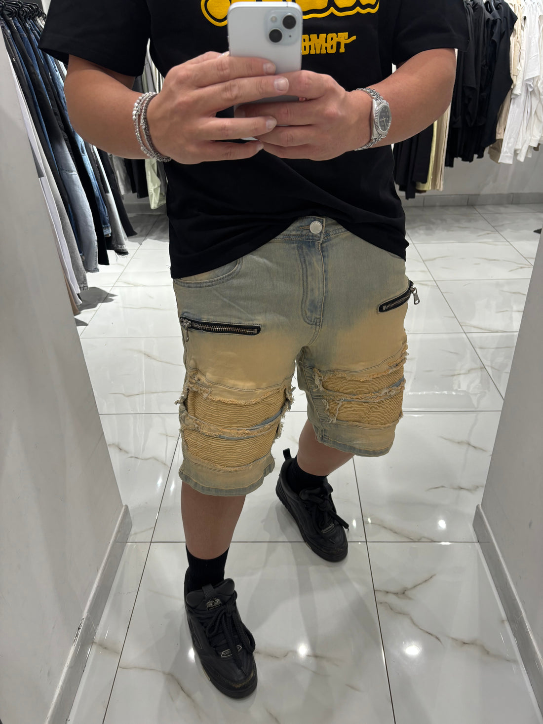Short Biker Sabbiato